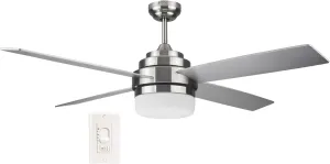 Design House 157354 Cali 52-inch Contemporary Indoor Ceiling Fan with LED Light Kit with 4-Blades, Reverse Airflow, Wall Control, Brushed Nickel