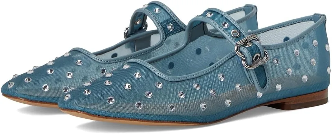 DOEYG Mesh Ballet Flats Shoes for Women Leopard Animal Print Mary Jane Flats Shoes Square Toe Dress Casual Comfortable Velvet Ballerina Shoes