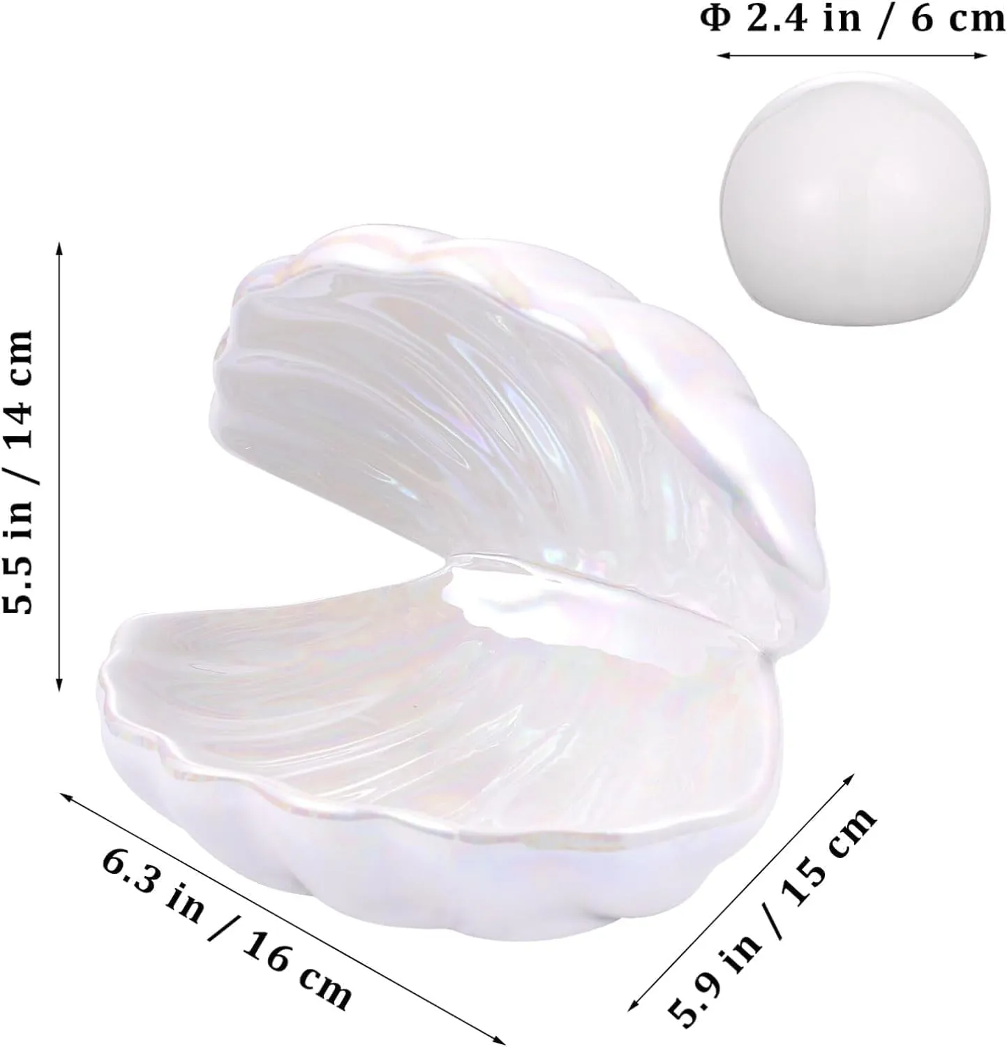 Elegant Ocean-Inspired Shell Pearl LED Ceramic Night Light with Warm White Light Perfect Portable Nightlight for Bedrooms or Living Room Decorations and Special Occasions (White)