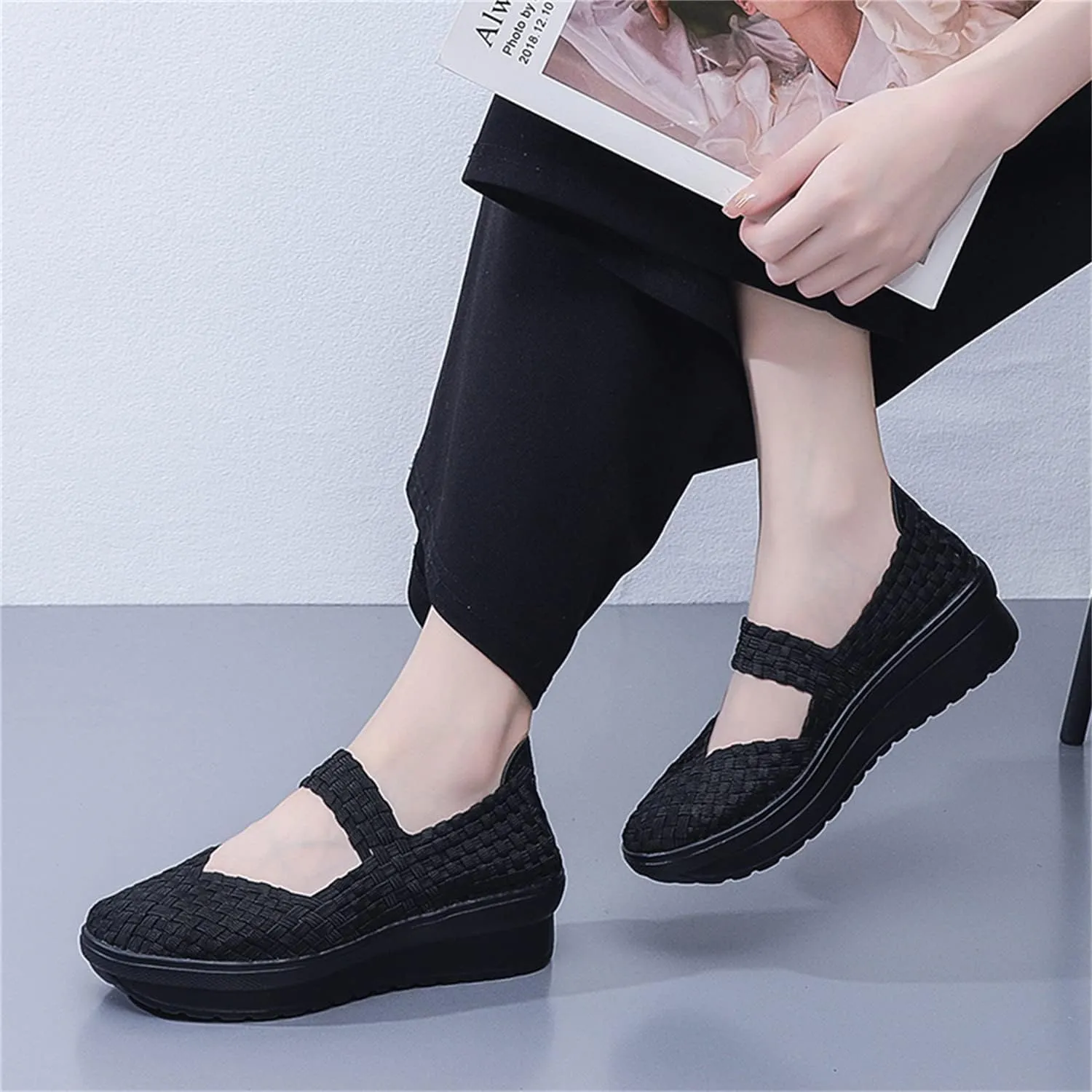 EnllerviiD Women's Wedge Mary Jane Sandals
