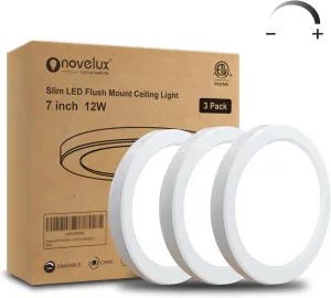 ETL 7 Inch Small LED Flush Mount Ceiling Light Dimmable,5000k Daylight Ultra Slim Round Flat Panel Ceiling Light Fixture,Modern Ceiling Lamp for Closet,Kitchen,Bathroom,Hallway (3 Pack)