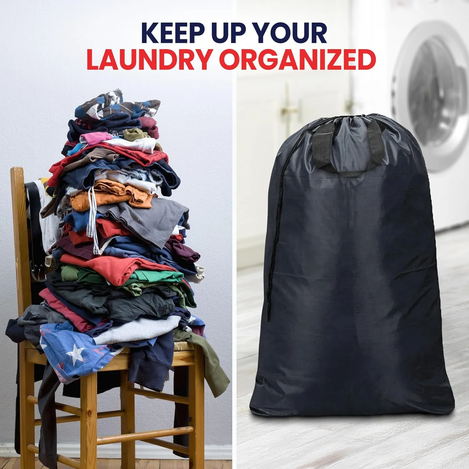 Extra Large Laundry Bags 30”x40” 2 Pack, Drawstring Clothes Organizer, Waterproof Fabric Travel Bag Washable Laundry Basket Storage Bag Durable Hamper, Home College Dorm Apartment, Grey