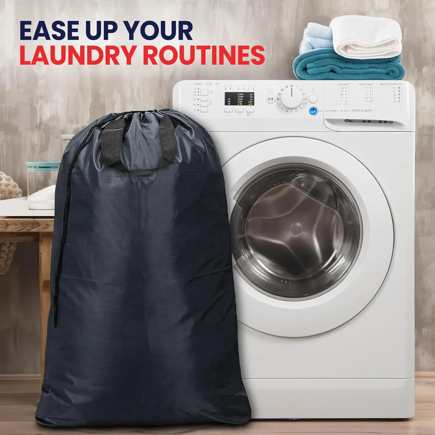 Extra Large Laundry Bags 30”x40” 2 Pack, Drawstring Clothes Organizer, Waterproof Fabric Travel Bag Washable Laundry Basket Storage Bag Durable Hamper, Home College Dorm Apartment, Grey