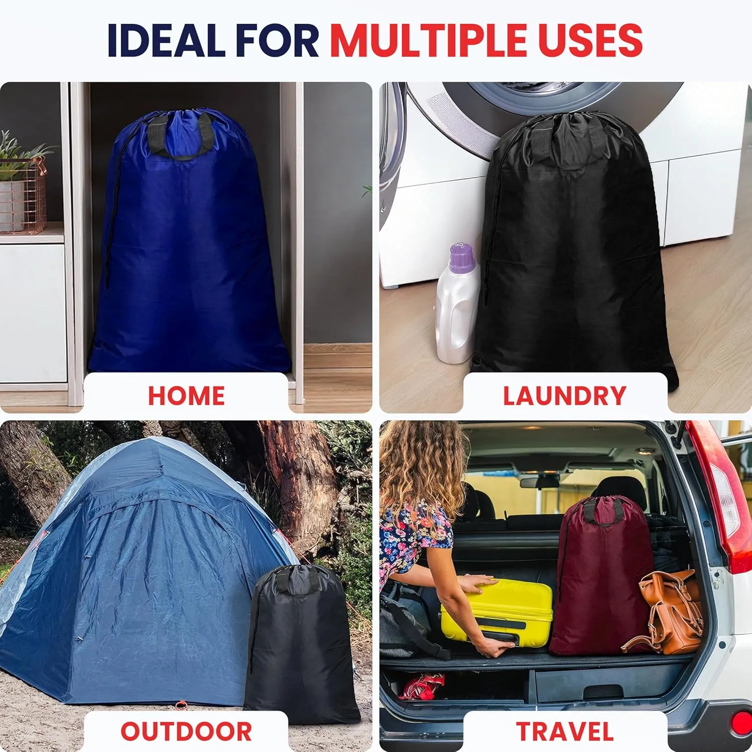 Extra Large Laundry Bags 30”x40” 2 Pack, Drawstring Clothes Organizer, Waterproof Fabric Travel Bag Washable Laundry Basket Storage Bag Durable Hamper, Home College Dorm Apartment, Grey