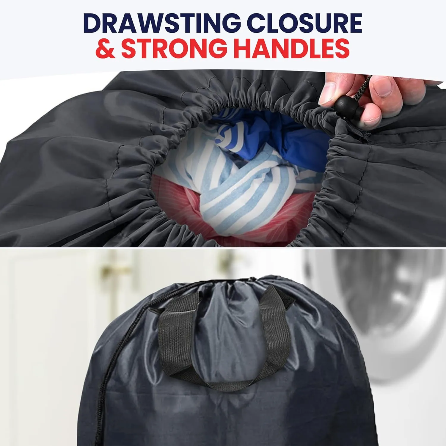 Extra Large Laundry Bags 30”x40” 2 Pack, Drawstring Clothes Organizer, Waterproof Fabric Travel Bag Washable Laundry Basket Storage Bag Durable Hamper, Home College Dorm Apartment, Grey