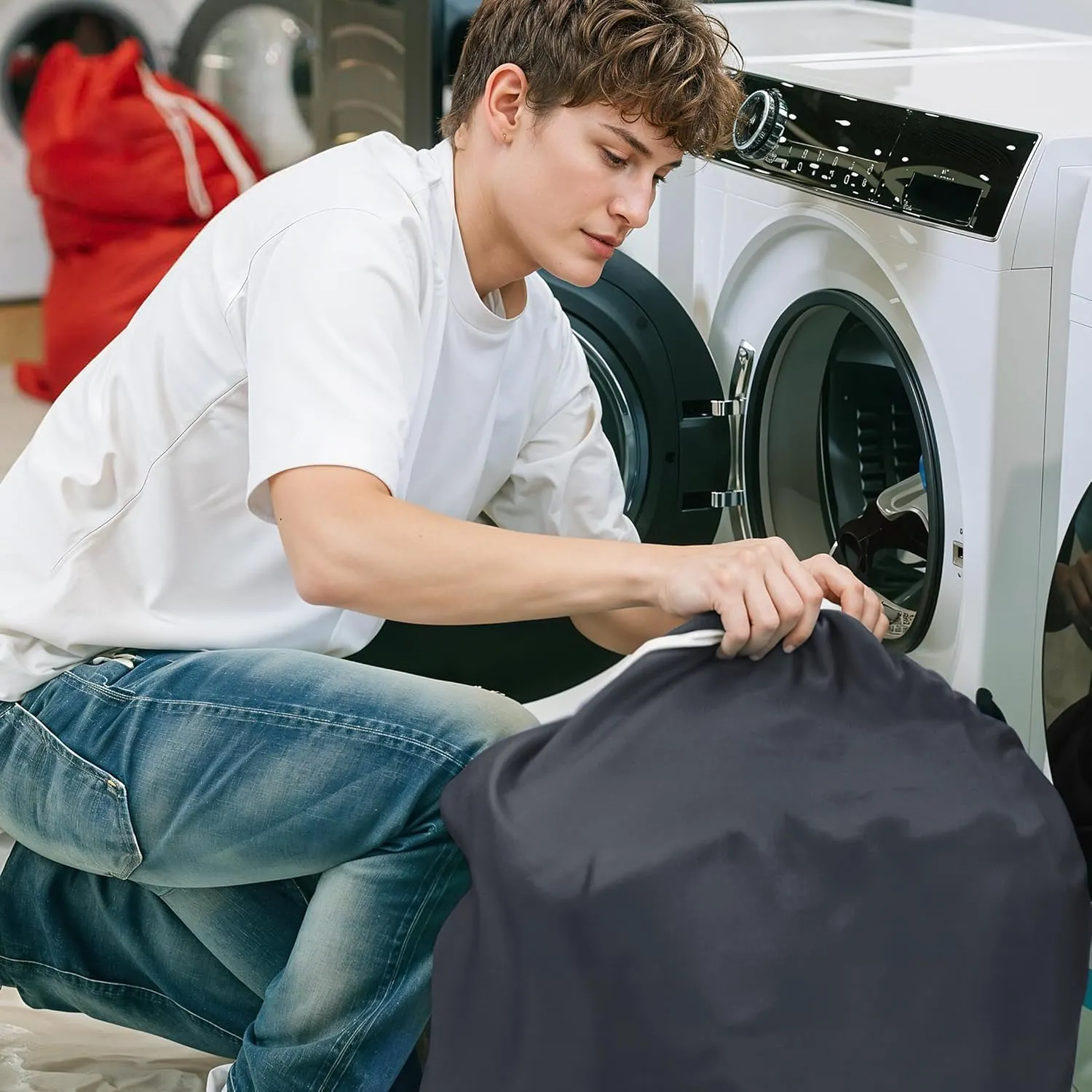 Extra Large Laundry Bags 30”x40” 2 Pack, Drawstring Clothes Organizer, Waterproof Fabric Travel Bag Washable Laundry Basket Storage Bag Durable Hamper, Home College Dorm Apartment, Grey