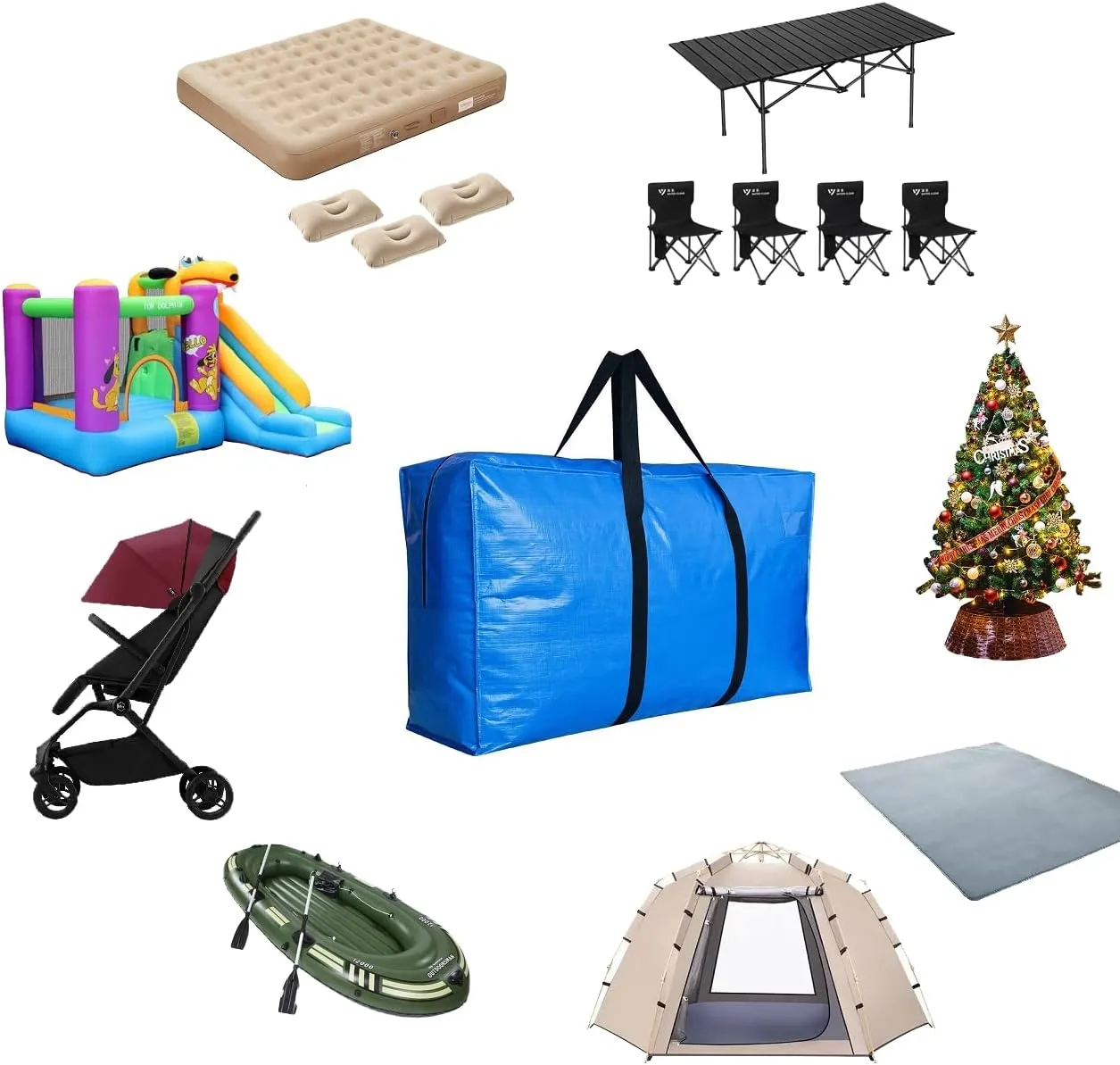 Extra Large Storage Bags, Jumbo Moving Tent Storage Bags, Waterproof Foldable Big Turquoise XXL Duffle Bag for Travel, 42x23x13.5inch - 4PACK