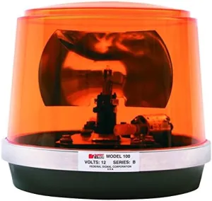 Federal Signal 442112-02 Class 1 Model 100 Halogen Beacon, Permanent Mount with Dome, CAC Title 13, 175 FPM, Amber