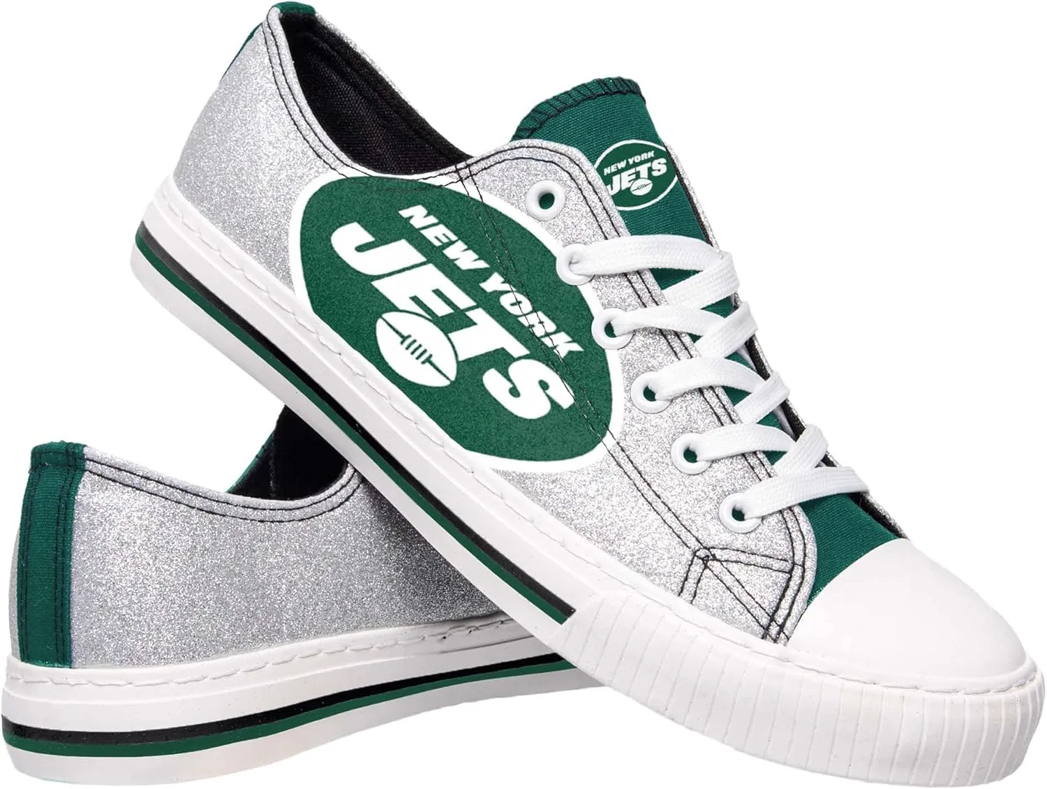 FOCO Women's NFL Team Logo Ladies Fashion Glitter Low Top Canvas Sneakers Shoes Dallas Cowboys Shoes-10/XXL