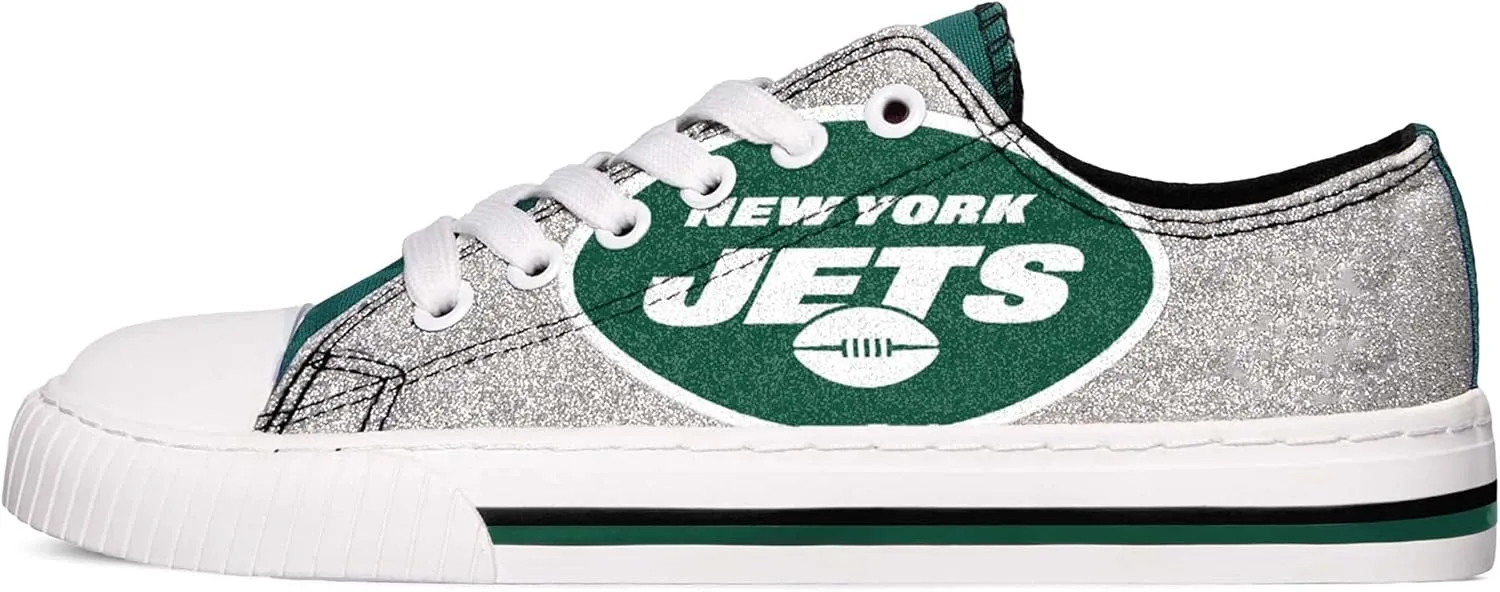 FOCO Women's NFL Team Logo Ladies Fashion Glitter Low Top Canvas Sneakers Shoes Dallas Cowboys Shoes-10/XXL