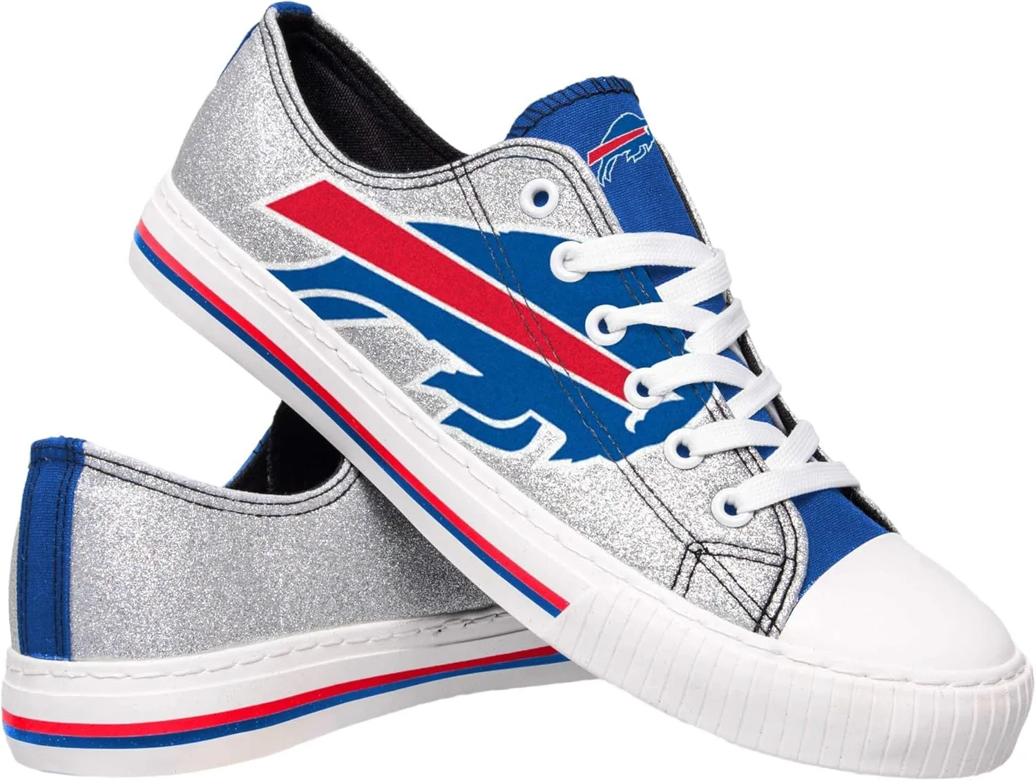 FOCO Women's NFL Team Logo Ladies Fashion Glitter Low Top Canvas Sneakers Shoes Dallas Cowboys Shoes-10/XXL