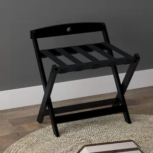 Foldable Luggage Rack Solid Hardwood Foldable Storage Organization Shelf Easy Assembly For Home Bedroom & Travel (Color : Black Size : 60 * 40 * 50CM) (Wood Color 60 * 40 * 50CM) ( Color : Black , Siz