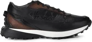 FRANCO CUADRA Men's Sneakers in Genuine Python Leather Black