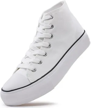FUUPNN Platform Sneakers Canvas Fashion Lace Up Classic Casual Walking Shoes High Tops Canvas Shoes Casual Tennis Shoes