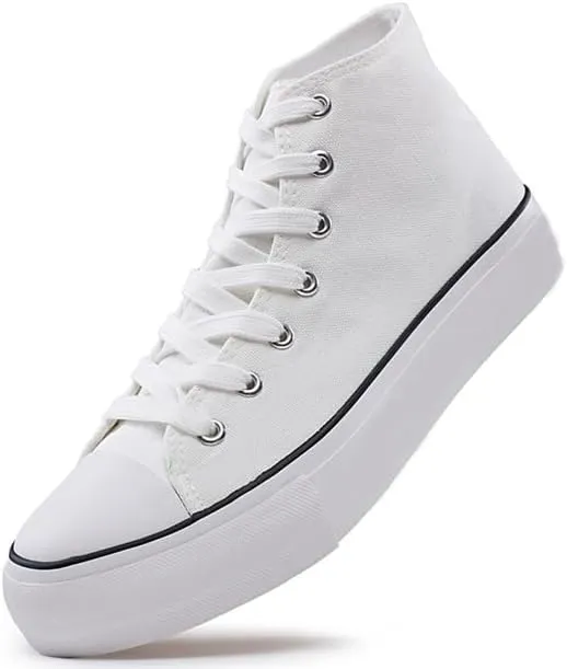 FUUPNN Platform Sneakers Canvas Fashion Lace Up Classic Casual Walking Shoes High Tops Canvas Shoes Casual Tennis Shoes