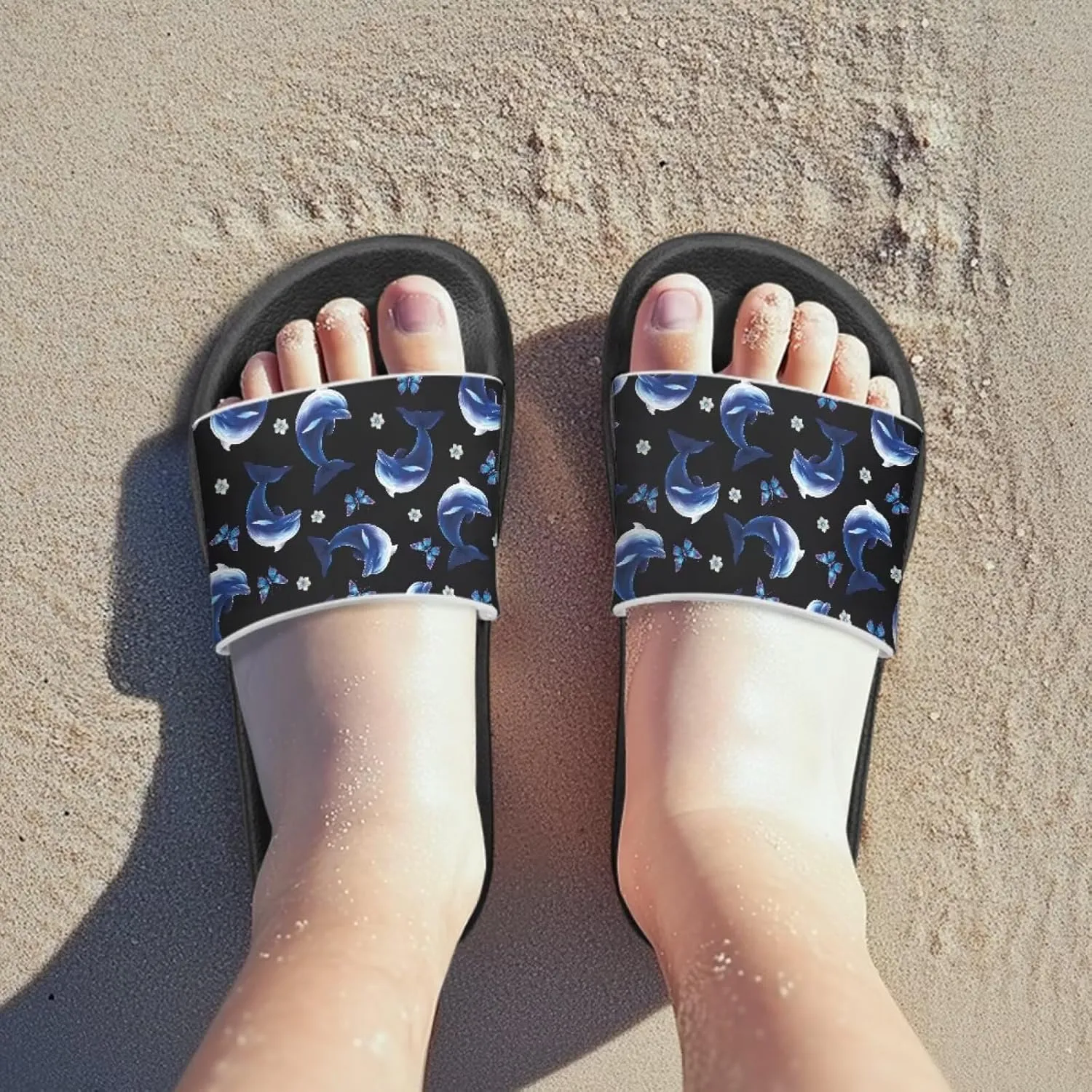 Girls Slides Comfortable Slippers Slides Animal Print Non-slip Shower Shoes Thick Sole House Slide Sandals