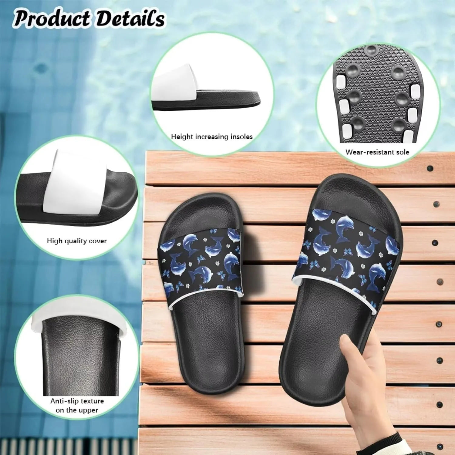 Girls Slides Comfortable Slippers Slides Animal Print Non-slip Shower Shoes Thick Sole House Slide Sandals