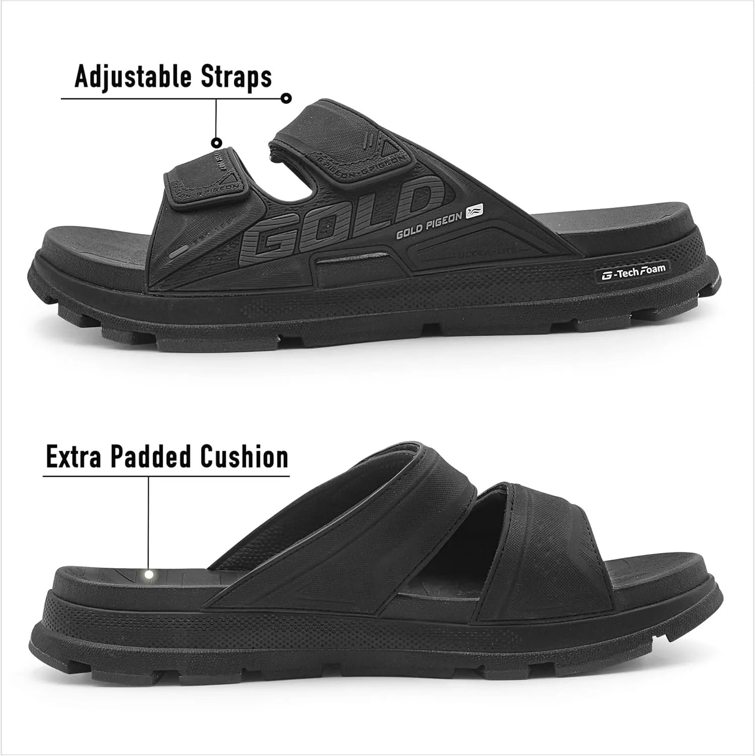 Gold Pigeon Shoes EVA Anti-Fatigue Ultra-Cushion Unisex Slide Sandals Adjustable Straps