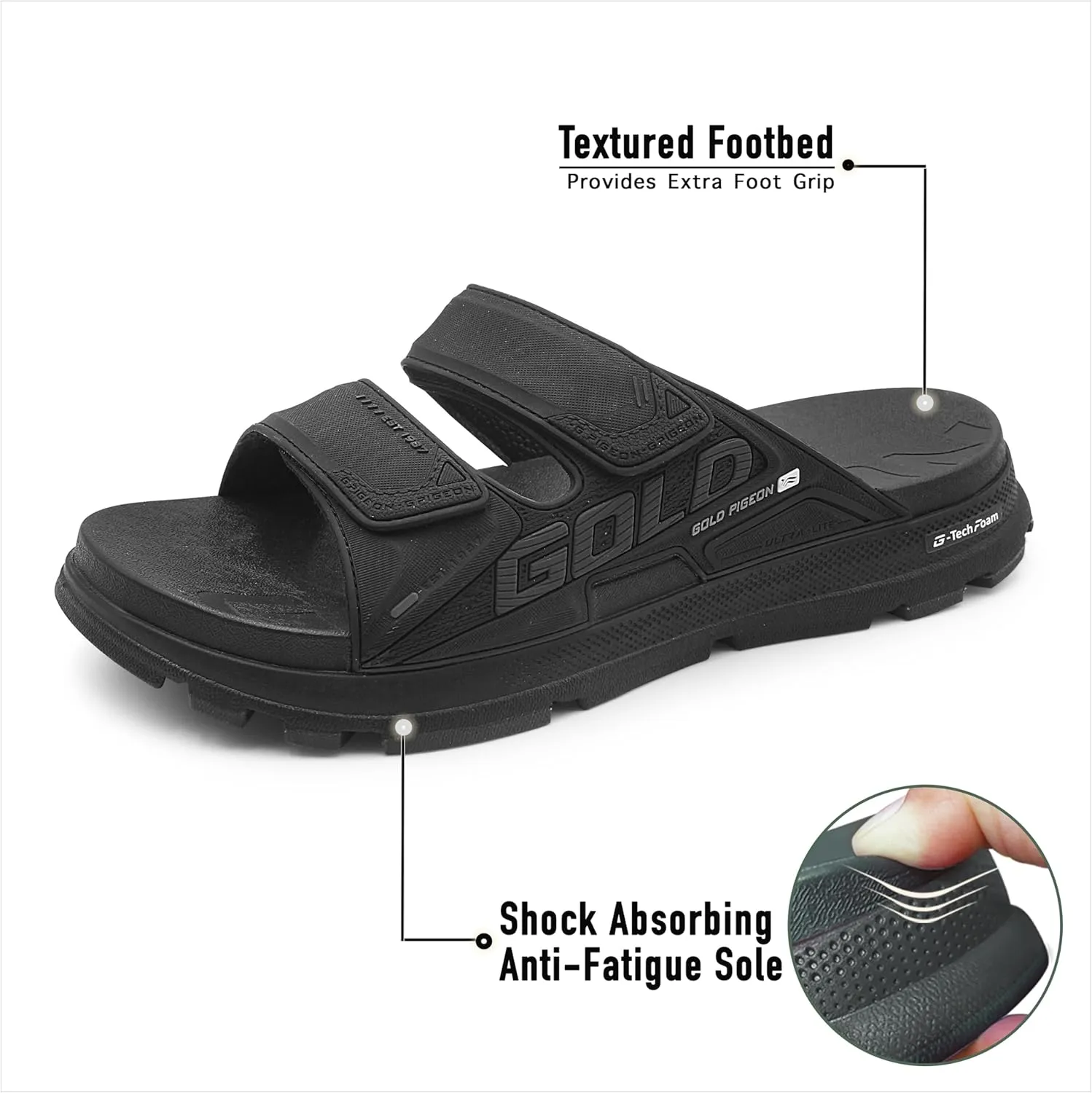 Gold Pigeon Shoes EVA Anti-Fatigue Ultra-Cushion Unisex Slide Sandals Adjustable Straps