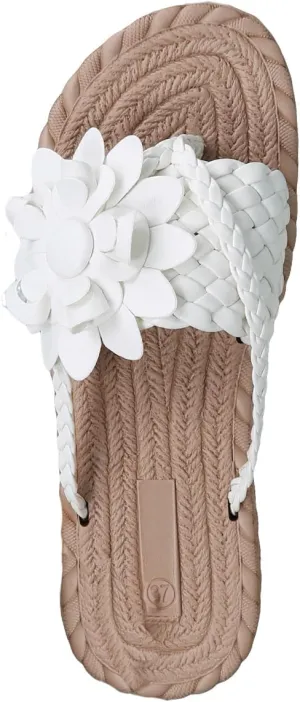 GORGLITTER Women's Flower Sandals Braided Slide Sandals Espadrille Sole Vacation Outdoor Thong Sandals