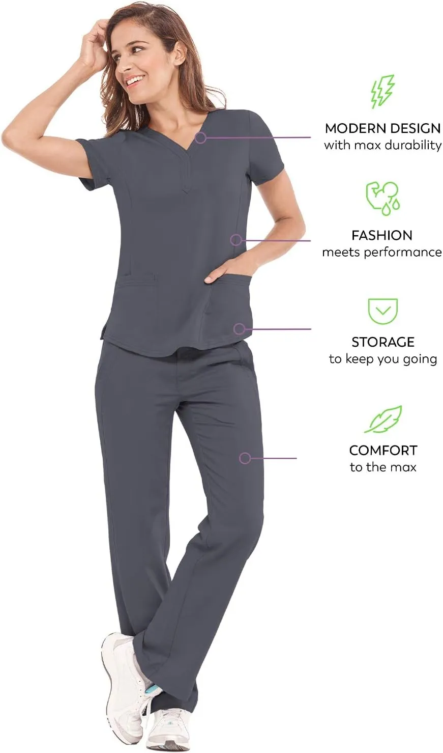 Healing Hands Women's Y-Neck Scrub Top with 2 Pockets, Knit Details, Shirttail Hem, and 2-Way Stretch Fabric 2167