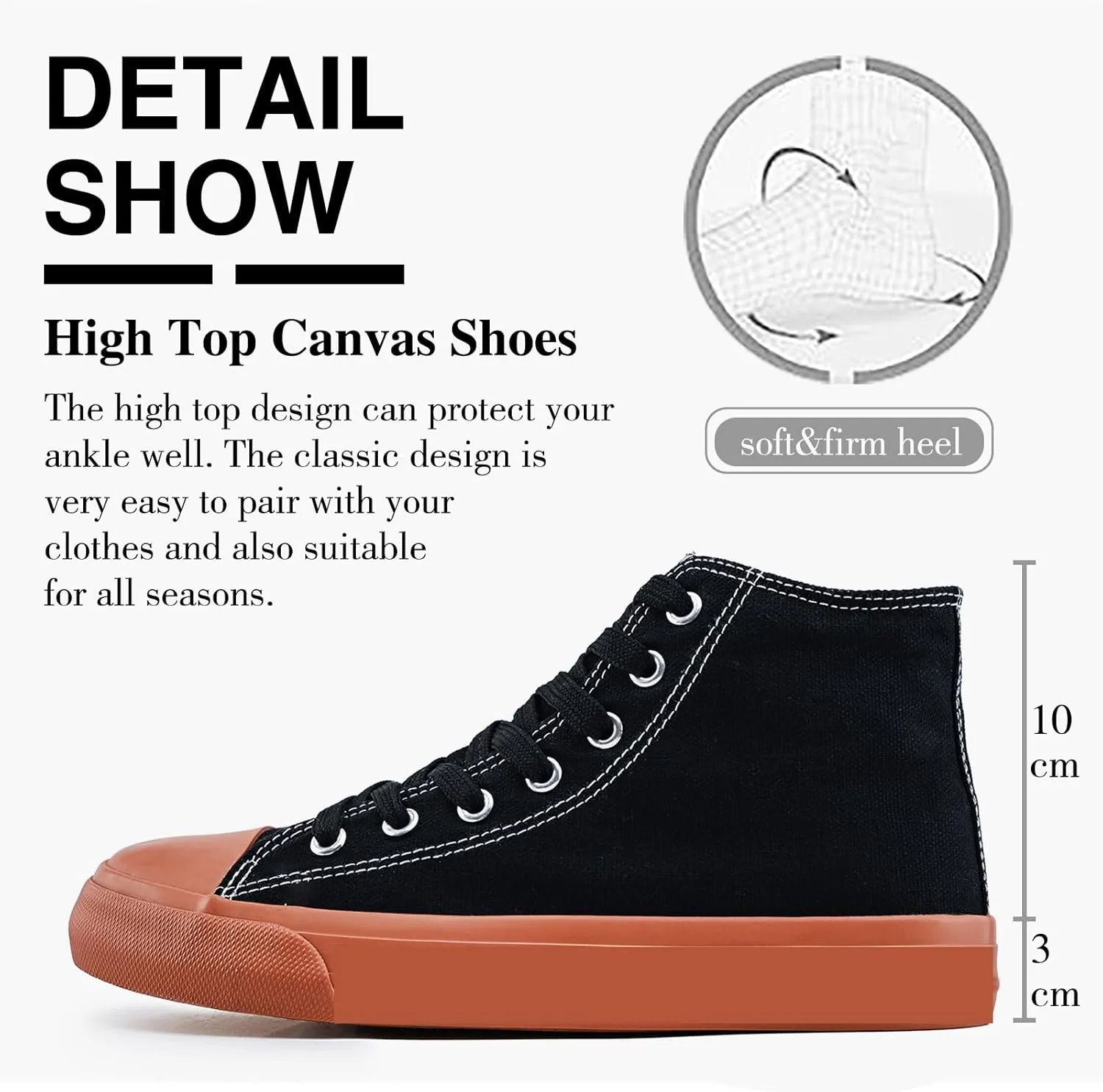 High Top Canvas Sneakers for Women Men Classic Lace Up Canvas Shoes Unisex Casual Tennis Comfortable Fashion Walking Shoes