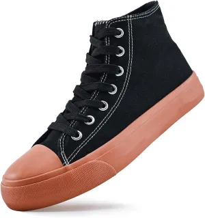 High Top Canvas Sneakers for Women Men Classic Lace Up Canvas Shoes Unisex Casual Tennis Comfortable Fashion Walking Shoes