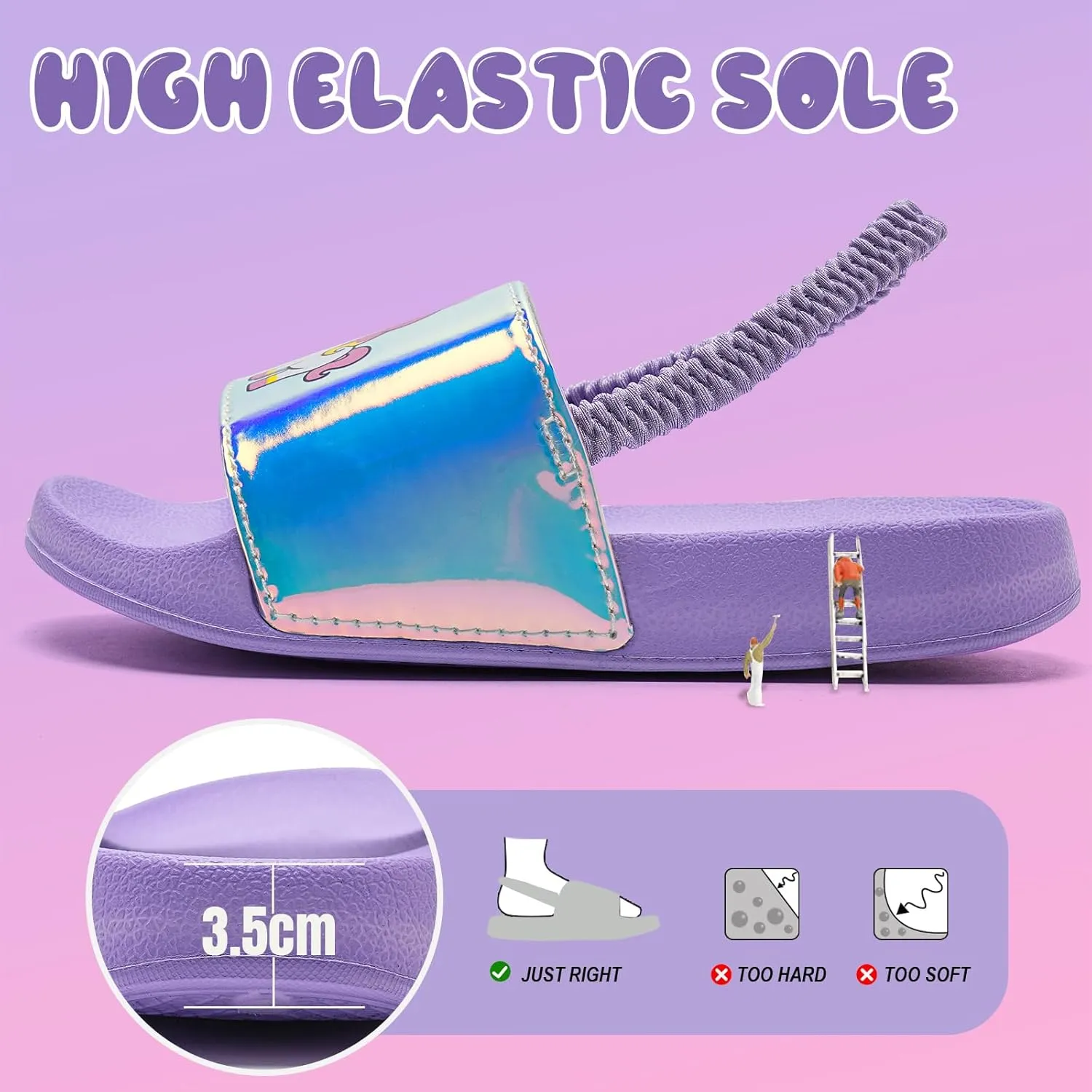 IceUnicorn Kids Girls Slide Sandals Toddler Slippers Boys Non-slip Summer Casual Beach Water Shoes for Indoor & Outdoor