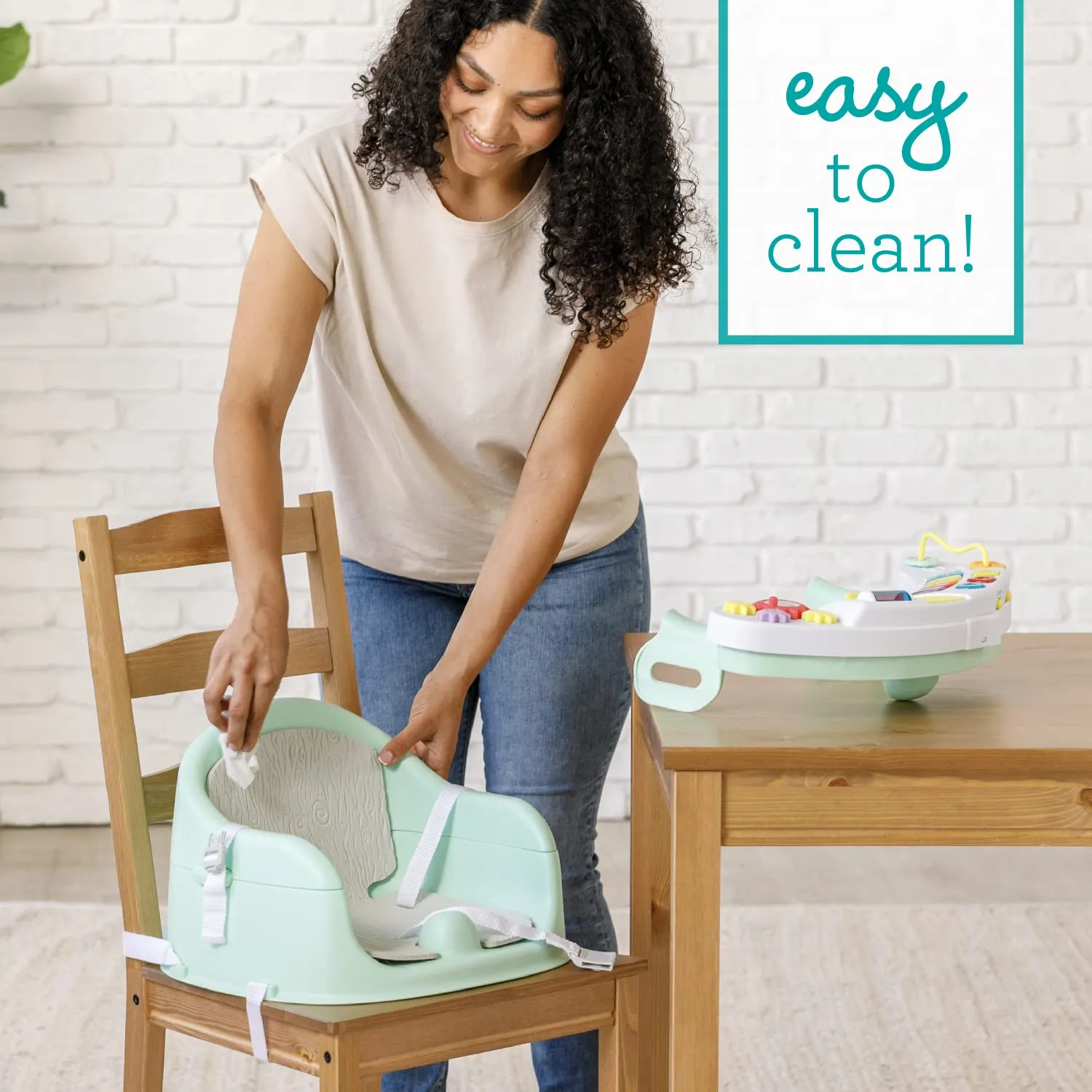 Infantino Music & Lights 3-in-1 Discovery Seat and Booster - Convertible, Infant Activity and Feeding Seat with Electronic Piano for Sensory Exploration, for Babies and Toddlers, Mint