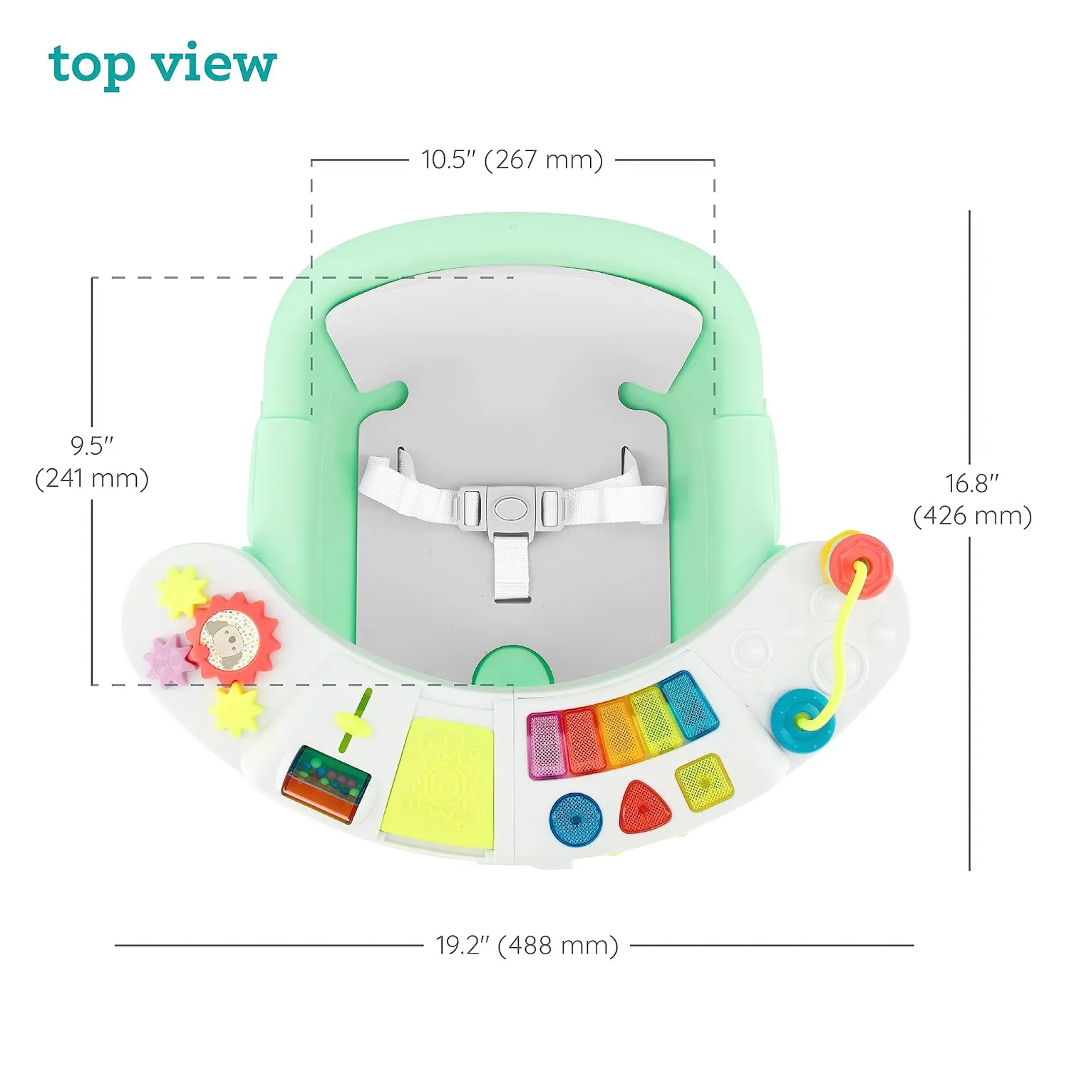 Infantino Music & Lights 3-in-1 Discovery Seat and Booster - Convertible, Infant Activity and Feeding Seat with Electronic Piano for Sensory Exploration, for Babies and Toddlers, Mint