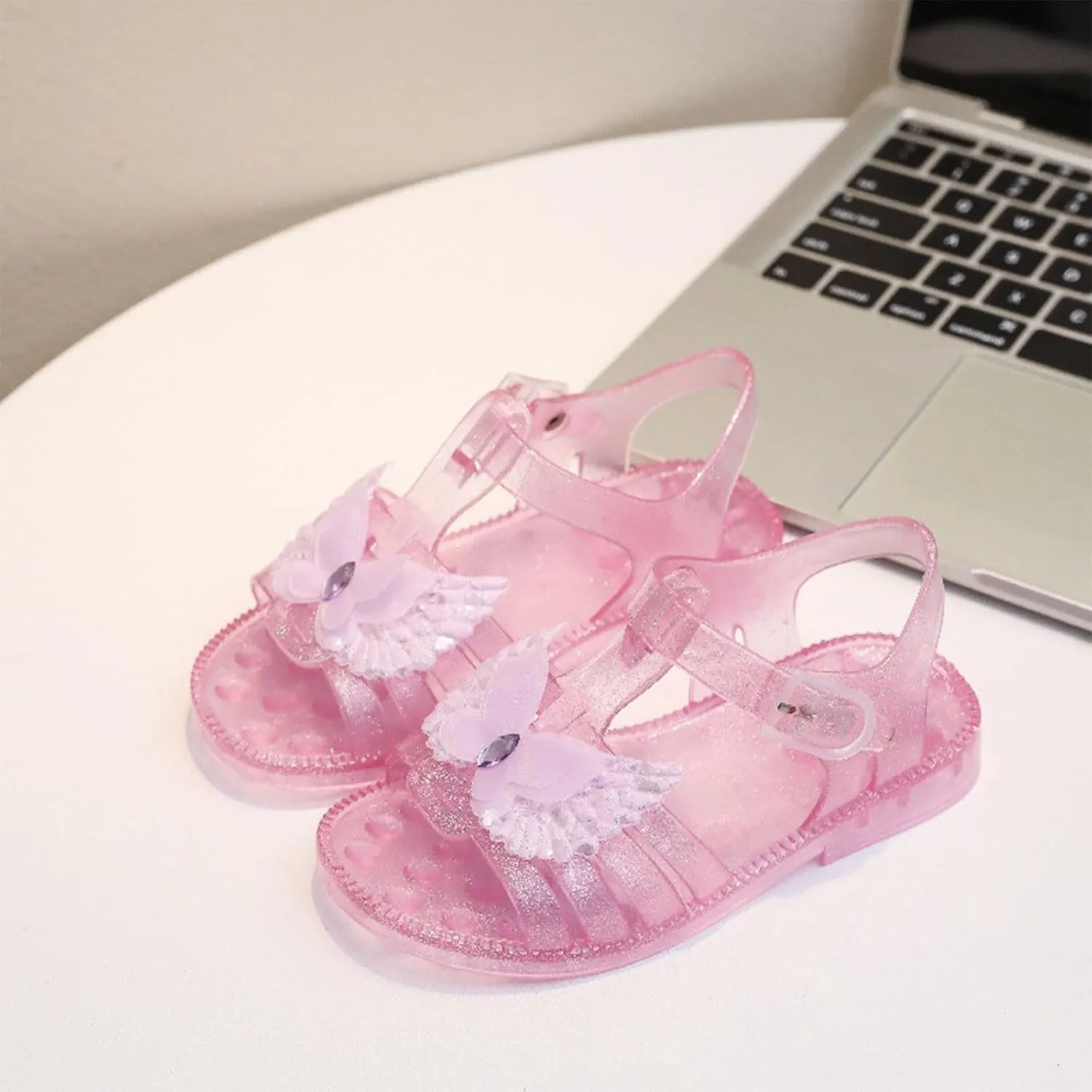 Jelly Sandals for Girls Princess Dress Up Flat Birthday Dance Party Cosplay Mary Jane Shoes Toddler Summer Beach Flat Sandals