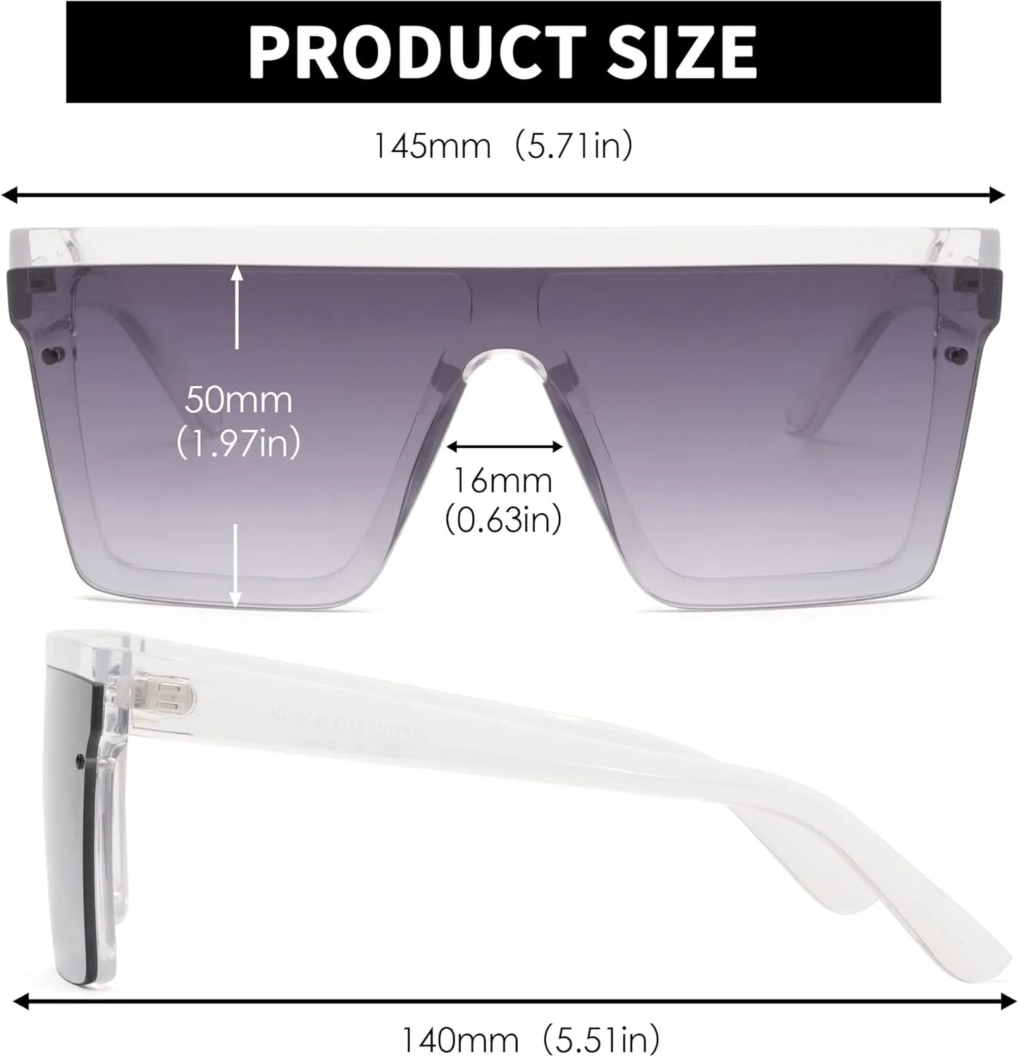 JIM HALO Flat Top Shield Sunglasses Square Mirror Rimless Glasses for Women Men