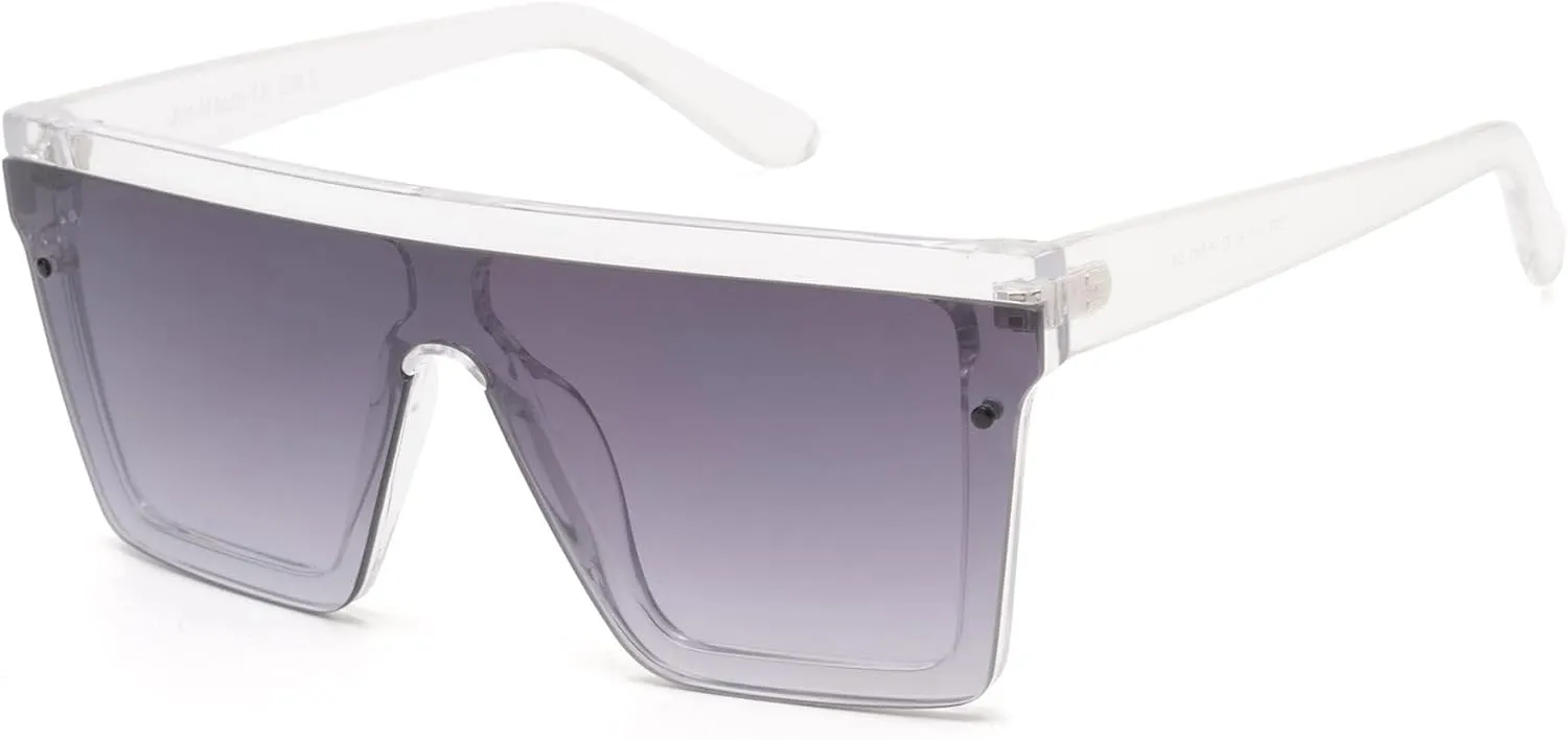 JIM HALO Flat Top Shield Sunglasses Square Mirror Rimless Glasses for Women Men