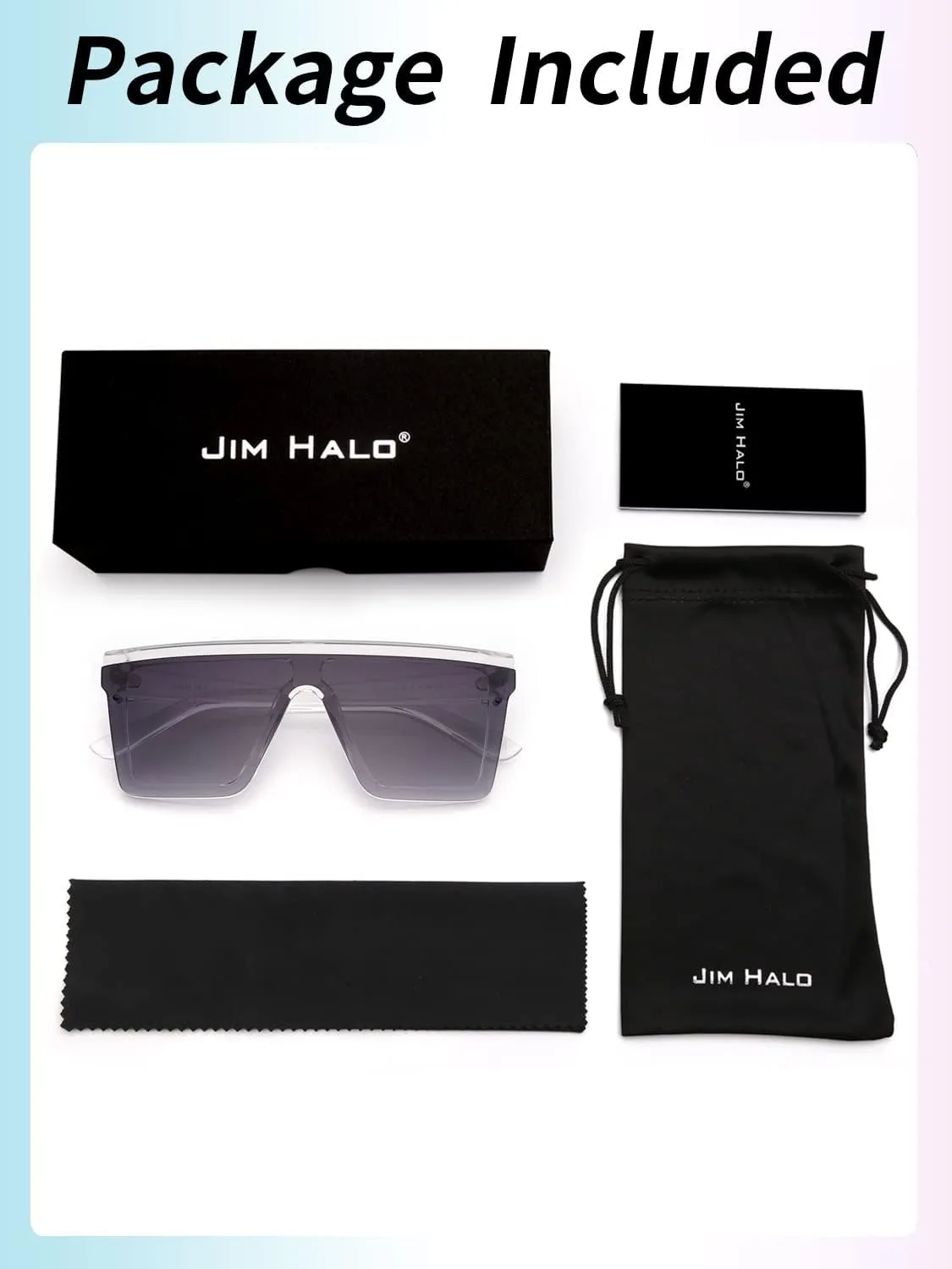 JIM HALO Flat Top Shield Sunglasses Square Mirror Rimless Glasses for Women Men