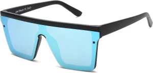 JIM HALO Flat Top Shield Sunglasses Square Mirror Rimless Glasses for Women Men