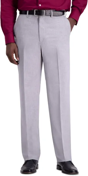 J.M. Haggar Men's Classic Fit Flat Front Solid Stretch Dress Pants, Light Grey, 38W x 29L US