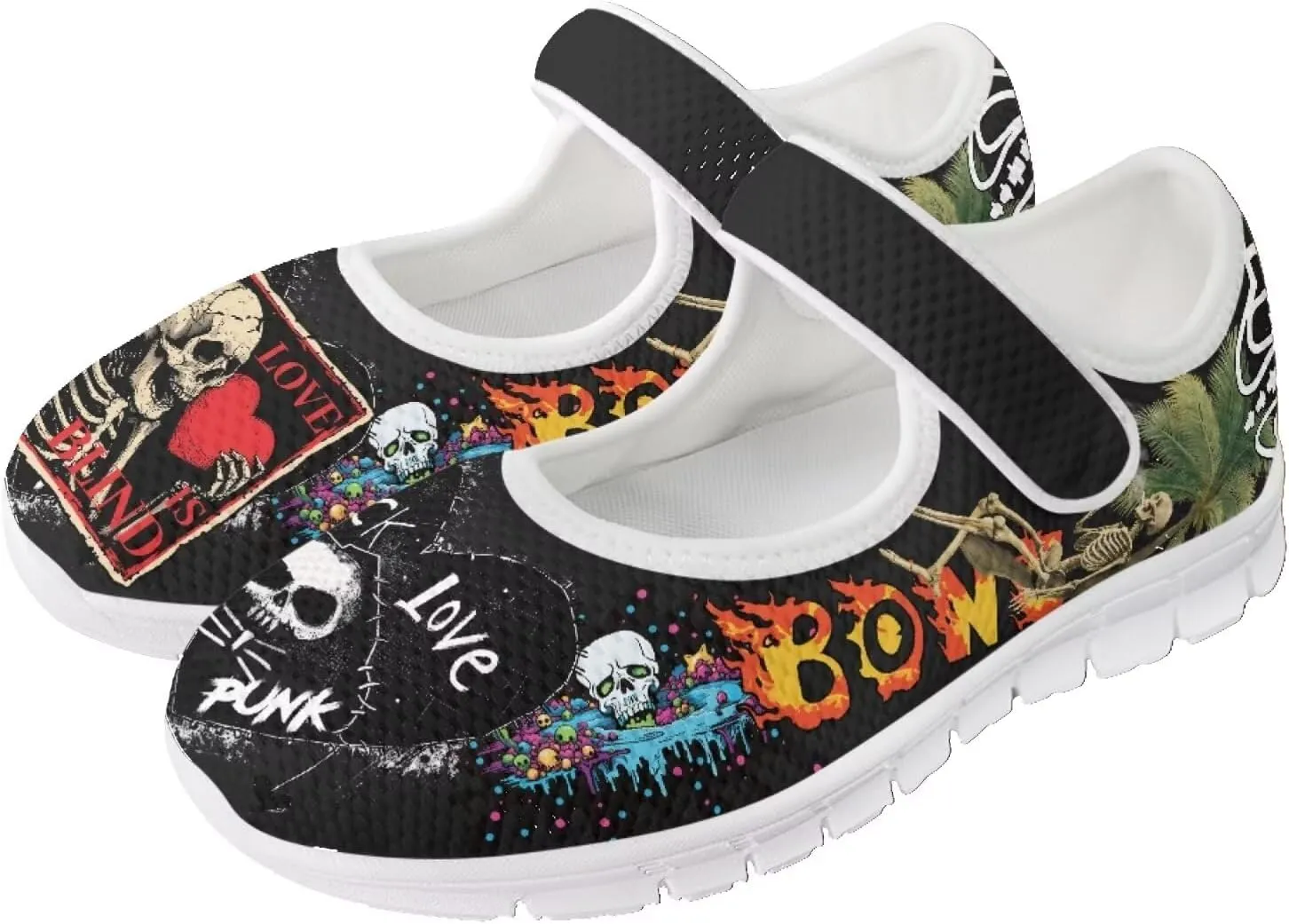 JoyLamoria Aztec Running Horse Walking Shoes Stylish Strap Mary Jane Shoes Adjustable Barefoot Shoes Womens US 4-9