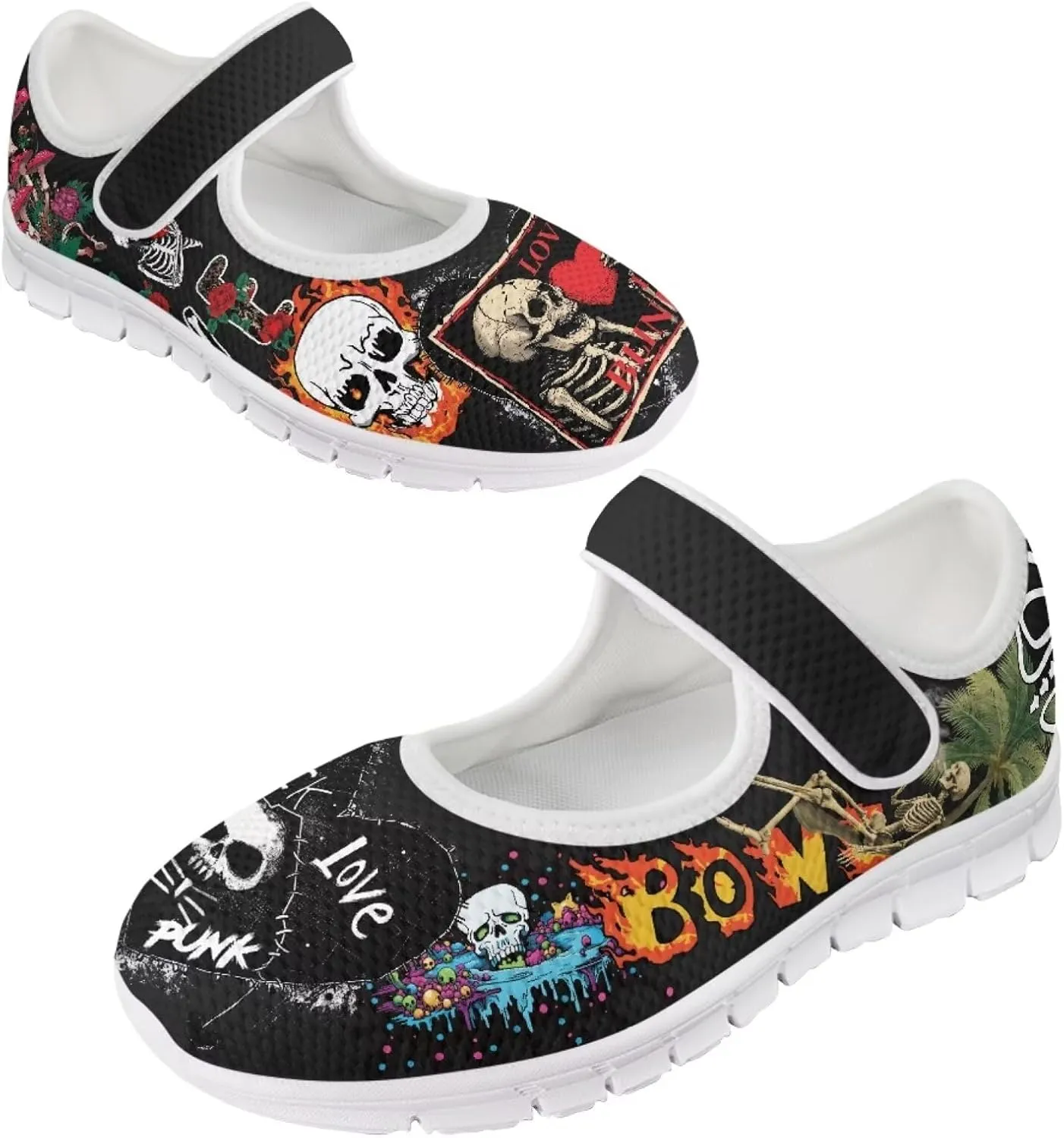 JoyLamoria Aztec Running Horse Walking Shoes Stylish Strap Mary Jane Shoes Adjustable Barefoot Shoes Womens US 4-9
