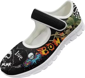 JoyLamoria Aztec Running Horse Walking Shoes Stylish Strap Mary Jane Shoes Adjustable Barefoot Shoes Womens US 4-9