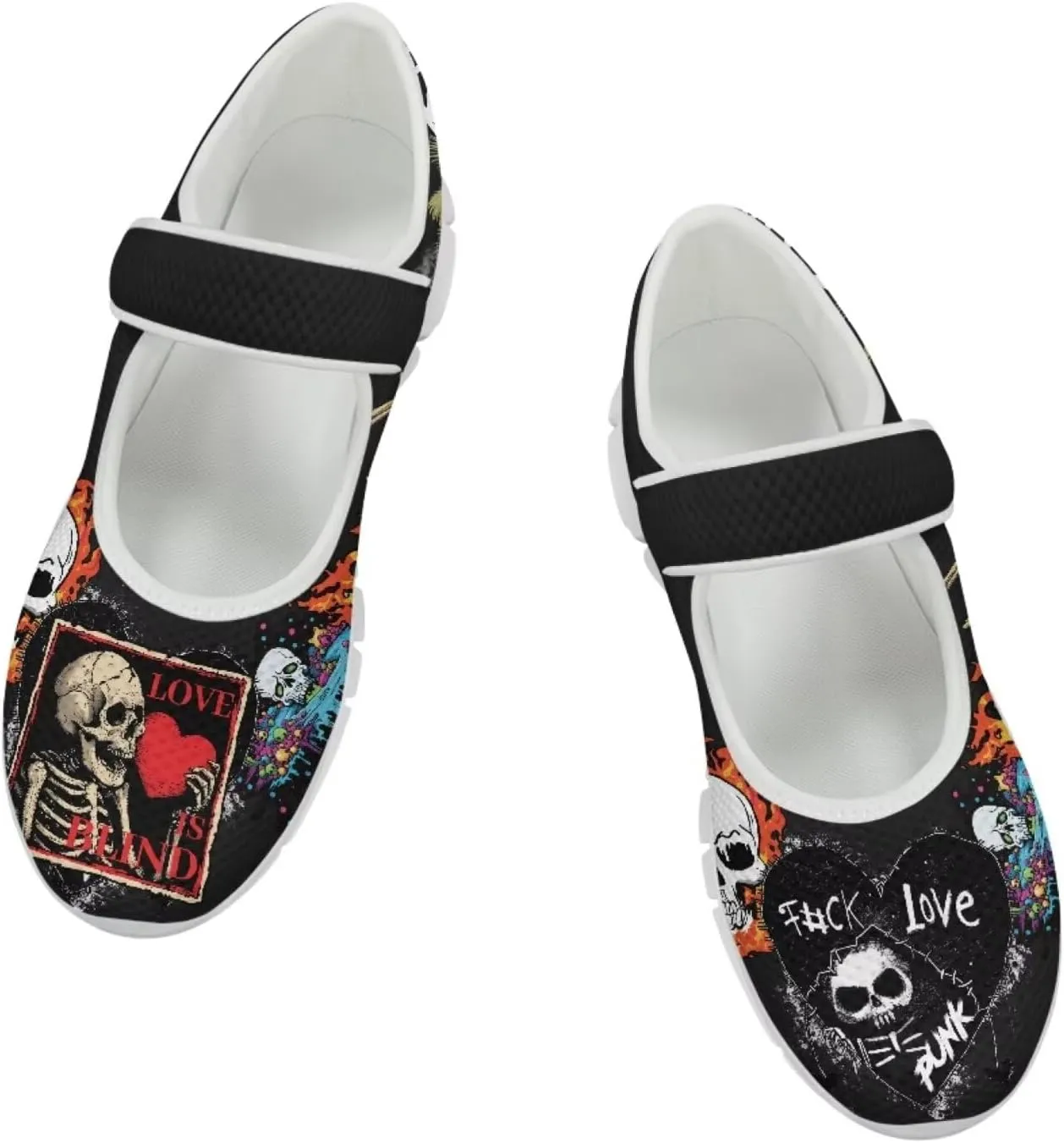 JoyLamoria Aztec Running Horse Walking Shoes Stylish Strap Mary Jane Shoes Adjustable Barefoot Shoes Womens US 4-9