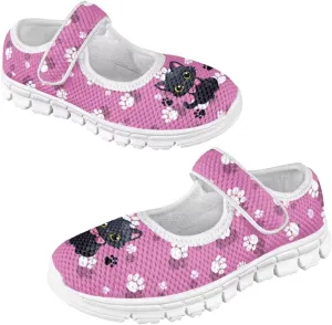 JoyLamoria Little Girls Mary Jane Shoes Cute Cat Dress Shoes for Toddler Girls Ballet Flats Party School Uniform Shoes