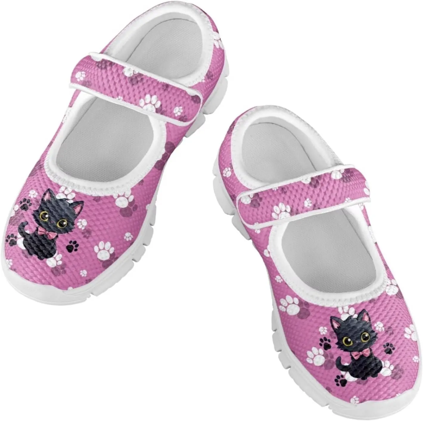 JoyLamoria Little Girls Mary Jane Shoes Cute Cat Dress Shoes for Toddler Girls Ballet Flats Party School Uniform Shoes