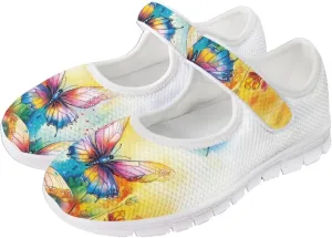 JoyLamoria Women's Wide Shoes with Adjustable Lightweight for Diabetic Edema Arthritis Swollen Feet Green Pickles Print Walking Shoes