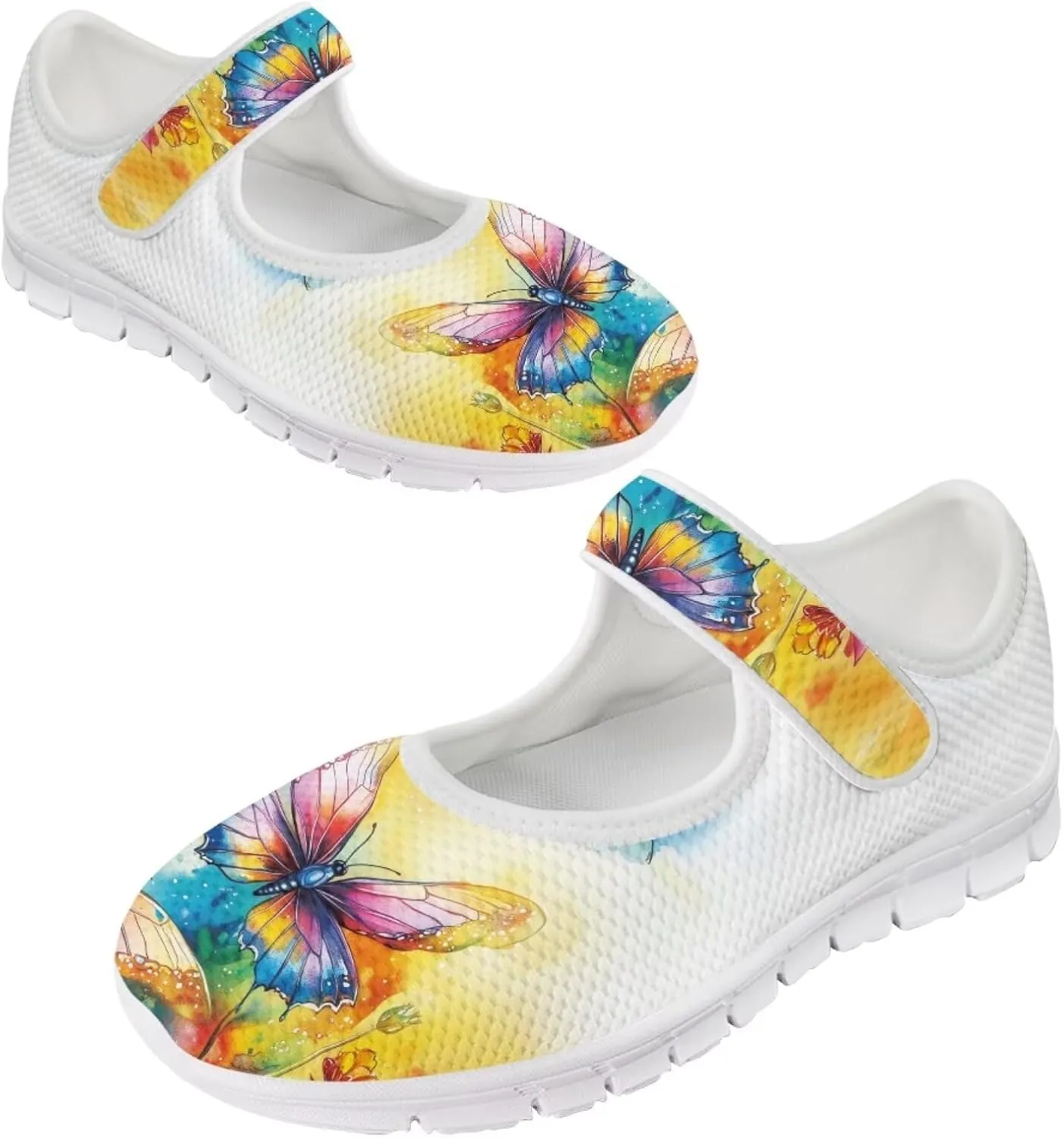 JoyLamoria Women's Wide Shoes with Adjustable Lightweight for Diabetic Edema Arthritis Swollen Feet Green Pickles Print Walking Shoes