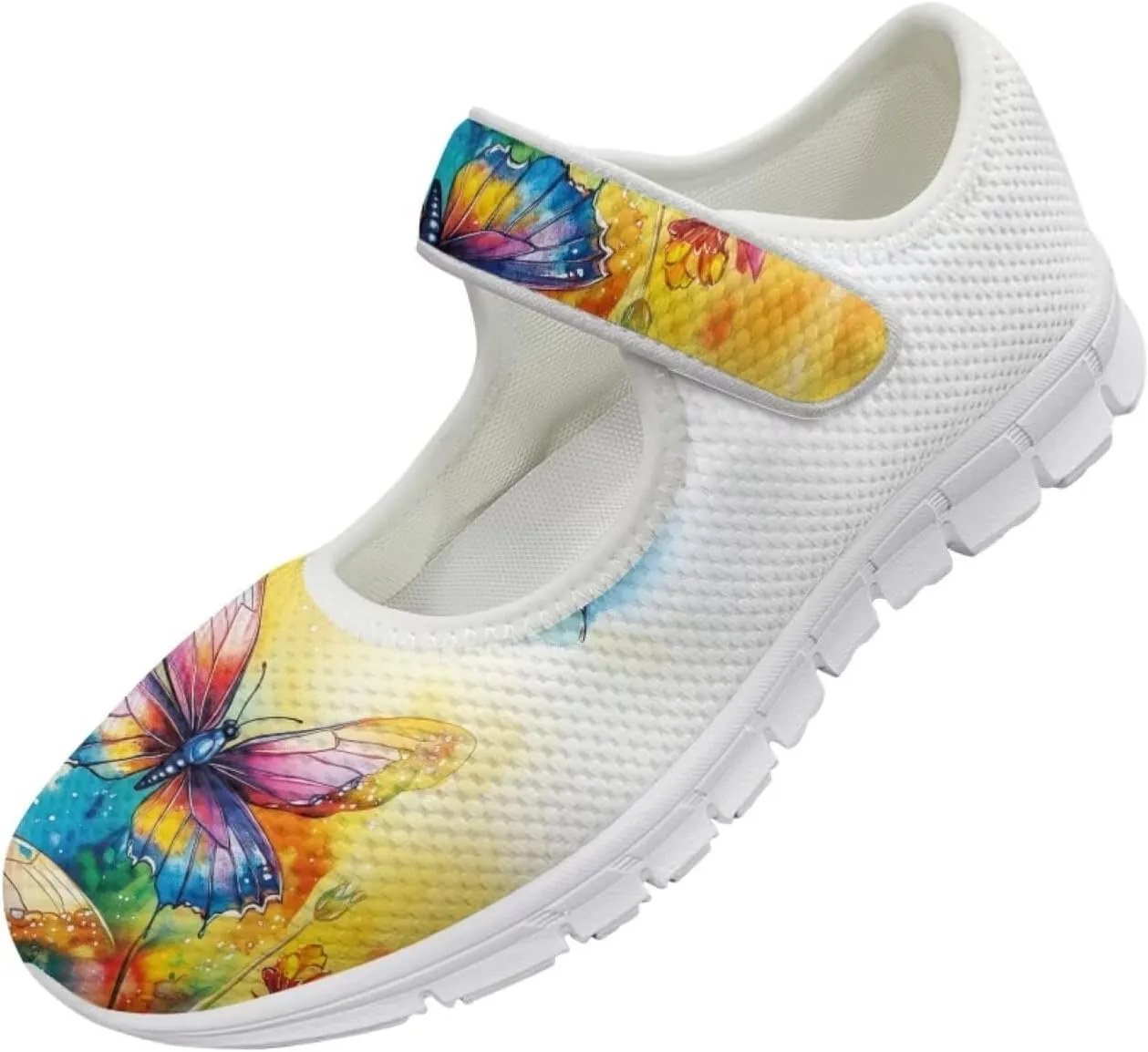 JoyLamoria Women's Wide Shoes with Adjustable Lightweight for Diabetic Edema Arthritis Swollen Feet Green Pickles Print Walking Shoes