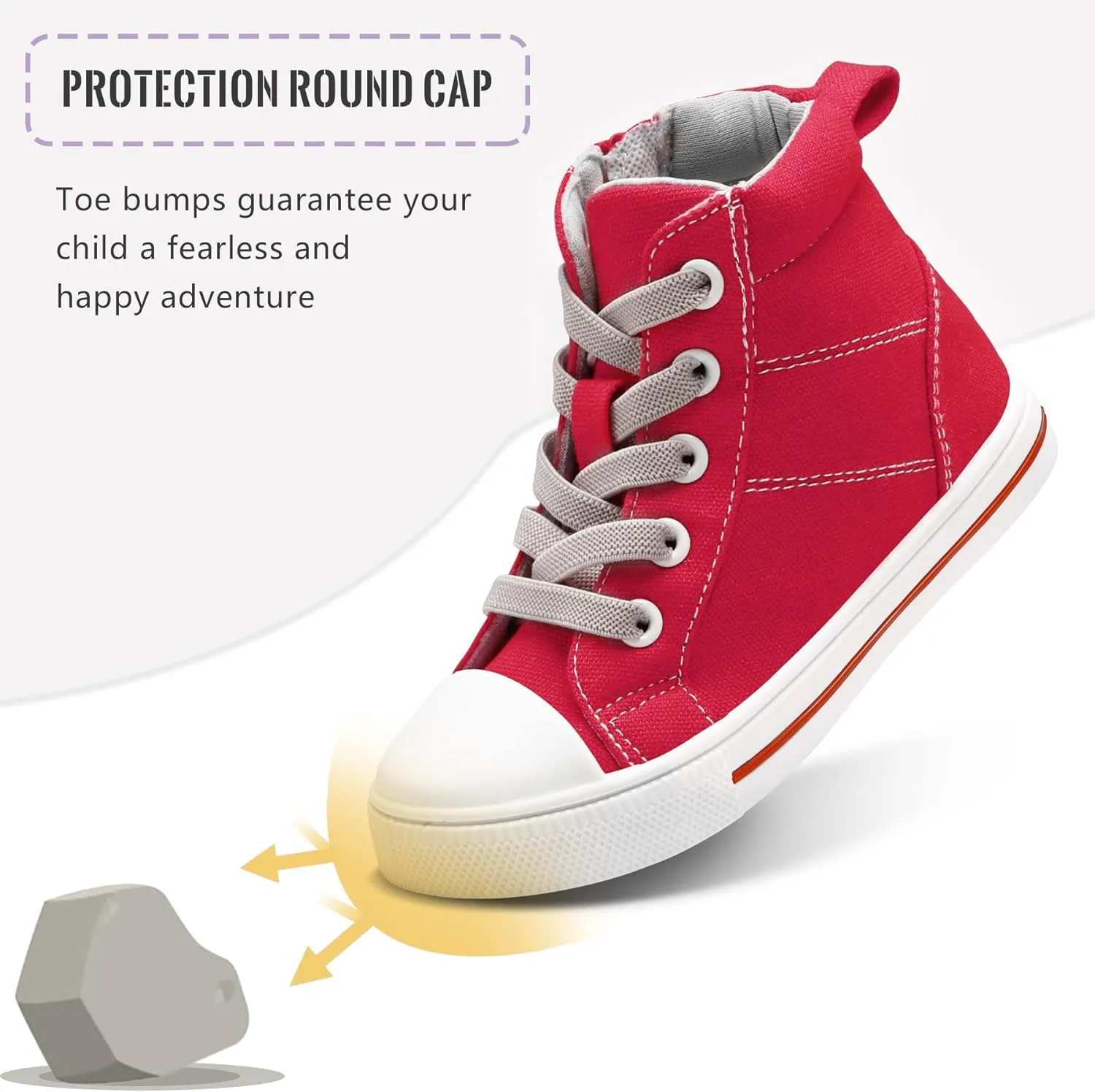 K KomForme Kids Sneakers for Boys and Girls Toddler Canvas High Top Walking Causal Shoes with Zipper