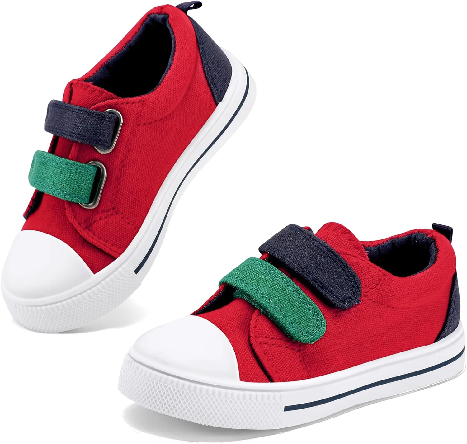 K KomForme Toddler Boys & Girls Shoes Kids Canvas Sneakers with Cartoon Dual Hook and Loops