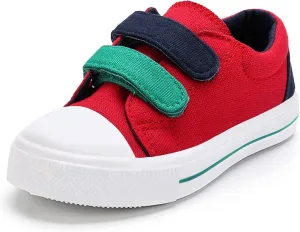 K KomForme Toddler Boys & Girls Shoes Kids Canvas Sneakers with Cartoon Dual Hook and Loops