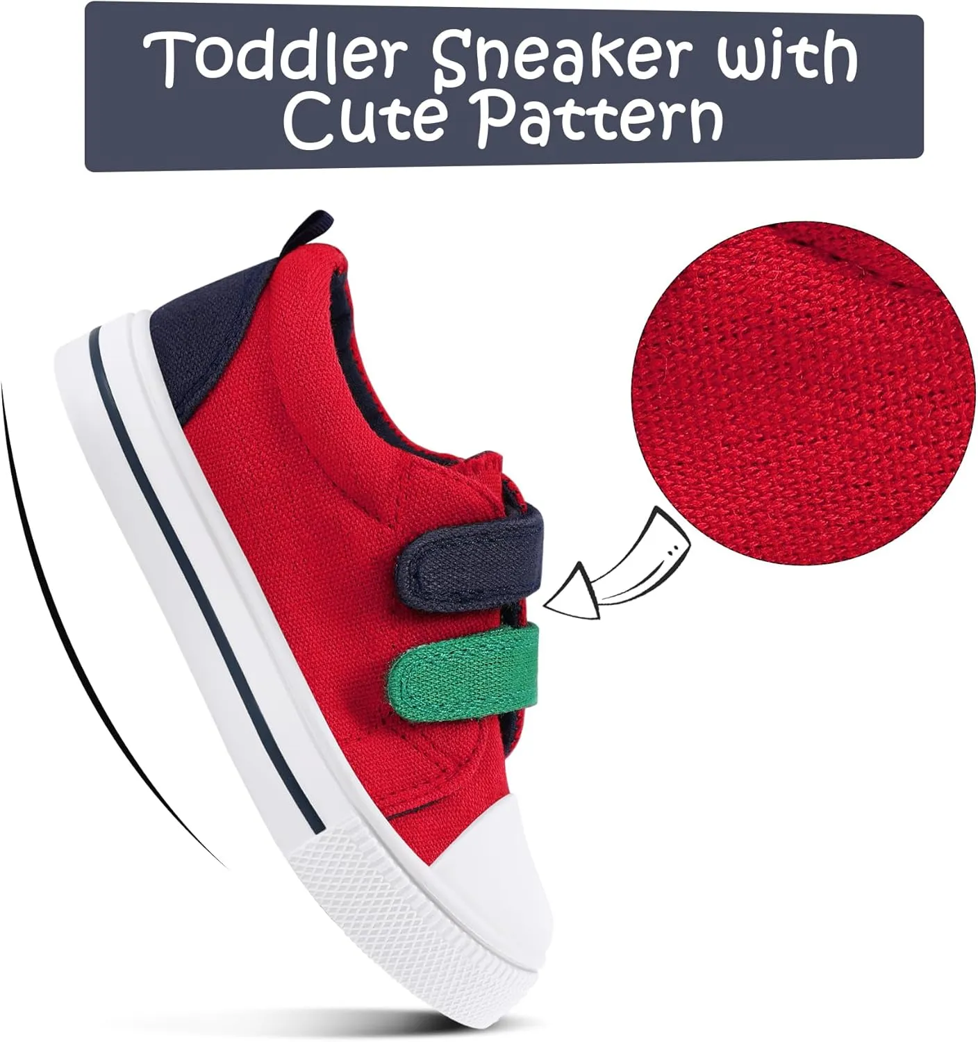 K KomForme Toddler Boys & Girls Shoes Kids Canvas Sneakers with Cartoon Dual Hook and Loops