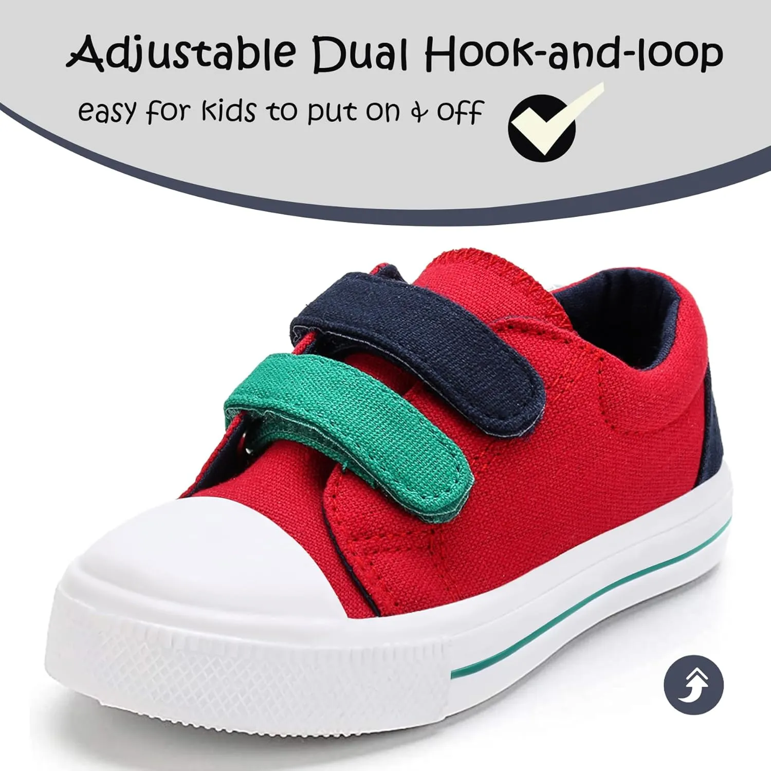 K KomForme Toddler Boys & Girls Shoes Kids Canvas Sneakers with Cartoon Dual Hook and Loops